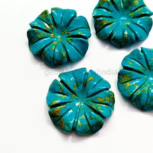 Turquesa Cobre con Forma de Flor Tallada, Gema Suelta de Turquesa AAA en Forma de Flor para Fabricación de Colgantes, Suministro de 20mm a Bajo Precio - Product Image 2