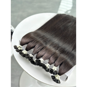 Cheveux humains naturels noirs non traités, lisses comme des soies, à pointe plate, de donneur unique vietnamien, pré-collés, vente en gros - Product Image 2