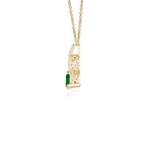 14K <b>Solid</b> <b>Gold</b> Natural Trillion Emerald Solitaire <b>Pendant</b> With Diamond Swirl Fine Jewellery Anniversary Gift For Her 2026 - Product Image 3