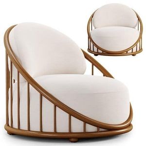 <b>Teak</b> Wood Lounge <b>Chair</b> with Fabric Cushion Minimalist Indoor Furniture - Product Image 1