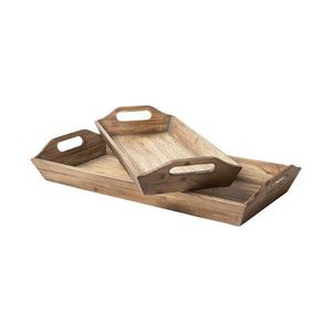 Plateau de rangement rectangulaire en bois, motif floral gravé, finition polie, style moderne et luxueux, compatible lave-vaisselle, multifonction - Product Image 2