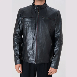 Icon by Gilani <b>Men</b>’s Black Biker <b>Leather</b> <b>Jacket</b> - Moto <b>Leather</b> <b>Jacket</b> - Product Image 1
