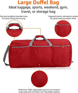 Sac de sport unisexe à prix abordable, rouge, en polyester, 40-55L, avec fermeture éclair, poignée souple, design uni décontracté, sangle réglable, durable - Product Image 5