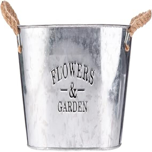 Pot de fleurs en métal galvanisé, seau de jardin en métal avec poignées en corde, jardinière galvanisée - Product Image 2