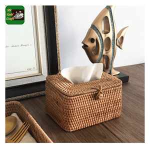 Boîte à mouchoirs en rotin, conçue à partir de matériau en rotin écologique pour le rangement des mouchoirs et un style intérieur rustique, fabriquée au Vietnam. - Product Image 5