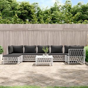 Set Lounge da Giardino Bianco e Grigio Scuro - Product Image 1