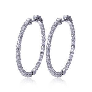 Pendientes Clásicos Chapados en Oro Blanco con Diamantes Cultivados en Laboratorio con Corte Brillante, Certificados por IGI, Joyería para Mujer para Bodas y Fiestas - Product Image 1