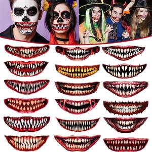 18 Stili di Tatuaggi Temporanei Realistici per Halloween, 18 Fogli di Adesivi per il Viso per Cosplay, Decorazioni Horror e Scherzi per Dolcetto o Scherzetto - Product Image 1