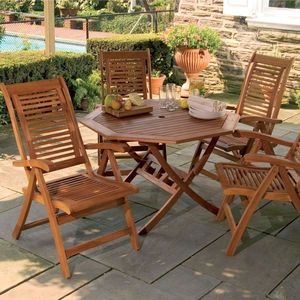 Outdoor <b>Wooden</b> Patio <b>Bench</b> Folding Armchair Slatted Seat Garden Dining Chair for Courtyard Poolside - Product Image 1
