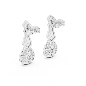 Hollow <b>Stud</b> Earrings Embellished with Moissanite Sterling Silver 925 Hypoallergenic Minimalist Ethnic Women's - Product Image 4