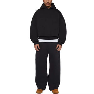 Ensemble de survêtement 2 pièces pour homme : sweat à capuche épais en coton et pantalon de survêtement ample, streetwear personnalisé par le fabricant, 500 g/m² - Product Image 1
