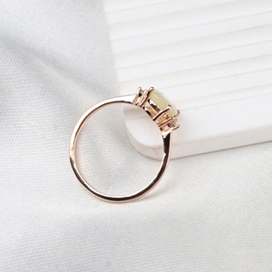 Women's Classic Ethnic Natural Faceted <b>Opal</b> Cubic Zircon Gemstone Prong Set Oval IGI Certified 925 Sterling Silver Rose <b>Gold</b> - Product Image 3