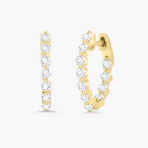 Lab Grown Diamond Huggie <b>Hoop</b> <b>Earrings</b> 14k 18k <b>Solid</b> Gold F VS Double Sided Gold Plated Party Everyday Luxury Jewelry Women - Product Image 4