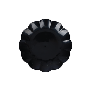 Assiette à dessert ronde en plastique noir, bord festonné, motif uni, écologique, minimaliste, assiette à dîner - Product Image 1