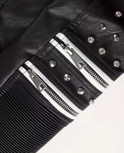 Blouson de moto en cuir véritable clouté pour femme, coupe ajustée de luxe, style punk rock, avec strass, respirant, pour café racer - Product Image 5