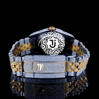 Montre-bracelet de luxe indienne en acier inoxydable entièrement sertie de diamants blancs, mouvement mécanique, résistante à l'eau 3 ATM, idéale pour les fêtes/cadeaux