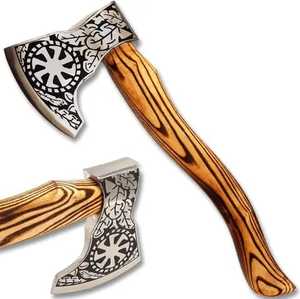 Hacha Vikinga Tomahawk de Acero Inoxidable Hecha a Mano de Alta Calidad, Diseño Más Popular con Mango de Madera y Funda de Cuero - Product Image 1