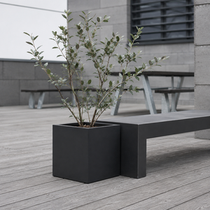Jardinière carrée en fibre de verre de style japonais Zen Courtyard Deep Charcoal pour jardin de méditation, ensemble de 5 tailles imbriquées - Product Image 4