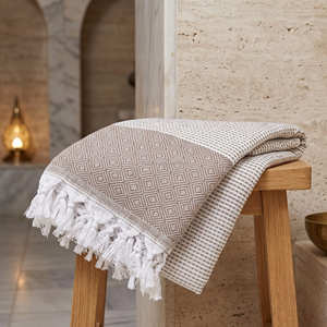 Toalla de Playa Decorativa con Flecos, Tejida 100% Algodón, Fouta, Antiarena, para Viaje, Peshtemal Premium, Proveedor Artesanal B2B - Product Image 3
