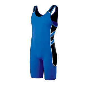 Singlet de Compresión Azul para Hombre con Panel Lateral Negro, Transpirable, de Secado Rápido, Spandex y Nailon, Ropa Deportiva - Product Image 1