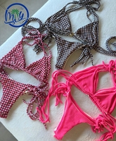 MLY OEM Service Bulk Custom Luxe Pailletten Driehoek Bikini Hoge Taille 2-delig Set Paisley Print Voorkant Logo Dames Zwemkleding