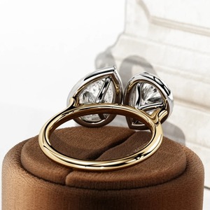 แหวนเพชรแล็บโกรว์ทรงกลมและทรงหยดน้ำแบบ Halo Toi Et Moi สองสี 0.35 1 กะรัต รับรองโดย IGI ระดับ VVS สำหรับงานหมั้นและงานแต่งงาน ทอง 14k/18k - Product Image 5