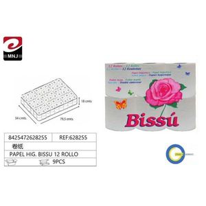 Carta igienica Bissu, 12 rotoli a doppio strato per uso in bagno - Product Image 1