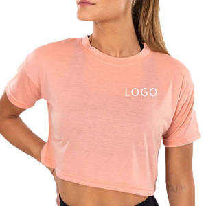 T-shirt court pour femme de qualité supérieure, à manches courtes, col rond, style décontracté, coupe ajustée, couleur unie, respirant, style été - Product Image 1