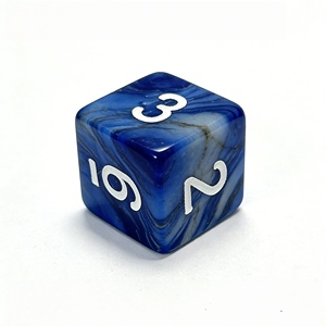 Jeu de dés polyédriques carrés en résine marbrée bleu profond avec chiffres blancs, bords tranchants, durables et écologiques pour les jeux de rôle (RPG) et de plateau (DND) - Product Image 6