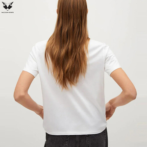 Camiseta de manga corta informal de estilo top, de tela suave, de color verde y blanco, con logotipo propio, buen proveedor, ideal para uso diario. - Product Image 2