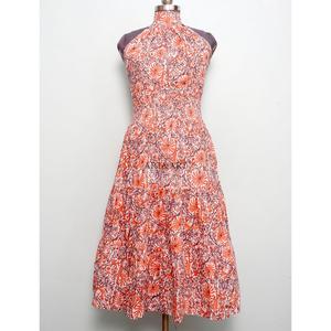 Nouvelle robe longue à col halter, imprimé cachemire, coupe ample, idéale pour les vacances et la plage, robe longue bohème en coton à imprimé floral cachemire - Product Image 1