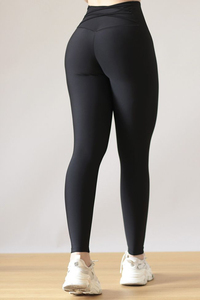 Leggings de yoga décontractés en coton pour femmes, multicolores, unis, doux, longueur cheville, coupe ajustée basique, pour le quotidien et la détente, personnalisables, vente en gros - Product Image 2