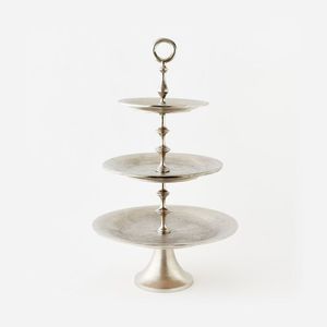Support à gâteau en métal émaillé à 3 niveaux, imprimé de motifs floraux, pour cupcakes et desserts, avec poignée en anneau - Product Image 2
