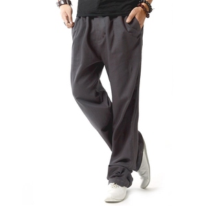 Hot Wholesale Plus Size Men's Spring Cotton Linen Mid Waist Lightweight Drawstring Closure <b>Waterproof</b> <b>Trousers</b> Casual Straight - Product Image 5