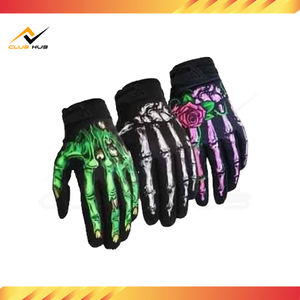 Guantes de Motociclismo de Cuero Transpirables y Cálidos Antideslizantes para Verano, con Pantalla Táctil, Diseño Festival Rose Ghost Claw Cross, Directo de Fábrica - Product Image 4