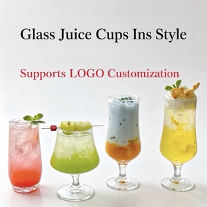 Gobelets à jus en verre de qualité supérieure, style Ins, avec personnalisation du logo pour hôtels, restaurants, cafés, usage domestique et bureautique - Product Image 1