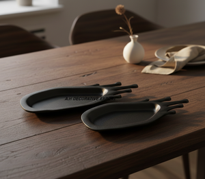 Bandejas de Servicio de Metal con Recubrimiento en Polvo, Diseño Geométrico Negro Mate, Hechas a Mano, Modernas, Industriales, Decorativas, Personalizadas - Product Image 2