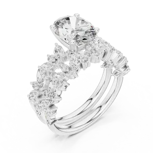 VVS E-F 2ct Oval Cut Lab Grown Diamond Engagement <b>Ring</b> 18K Solid Gold IGI Certified Marquise Cluster <b>Split</b> Shank Fine <b>Ring</b> - Product Image 4