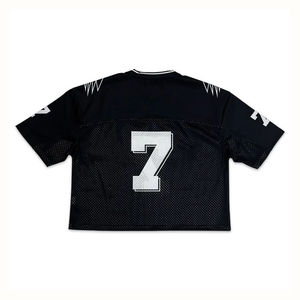 Black <b>V</b>-Neck Football Jersey Number 7 Short Sleeve Men's Vintage Eco-Friendly Sporty Regular <b>Fit</b> Breathable Knitted Organic - Product Image 4