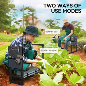 Sgabello da Giardinaggio Pieghevole Resistente, Sedile e Supporto per le Ginocchia con Imbottitura Morbida e Spessa e Gambe in Acciaio Estensibili - Product Image 4