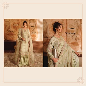 Ensemble Salwar Kameez en soie brute sans plis pour femme BEKHUDI VOl-2, robe traditionnelle indienne pakistanaise brodée, dupatta, pour mariage et fête - Product Image 4
