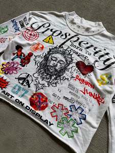 เสื้อสเวตเชิ้ตทรงบ็อกซี่แบบครอปพิมพ์ลายกราฟิกสไตล์วินเทจแนวสตรีทแวร์ แขนยาวทรงบาน - Product Image 3