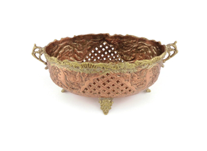 Handmade Brass Tabletop Vase With Dragon Motif And Lattice Design Traditional <b>Decorative</b> Floral Display Bowl chased <b>bird</b> motif - Product Image 6