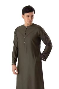 Thobe islamique pour homme, 100% de haute qualité, tendance, longue, avec col montant, vêtements pour homme pour le Ramadan, l'Aïd, Djellaba - Product Image 2