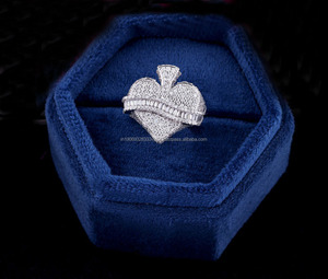 Handmade Fully <b>Iced</b> Baguette Cut Rhodium Plated Cluster Hip Hop <b>Ring</b> 925 Sterling Silver Personalized Size Unisex Prong Setting - Product Image 1