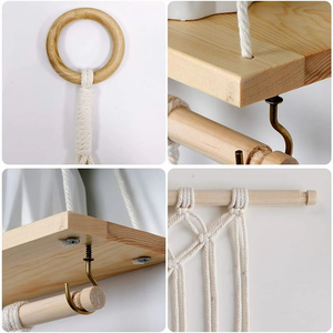 Multi-purpose Cotton Rope Wall Hanging <b>Shelf</b> with Boho Macrame Tapestry Handmade Home Decor Storage Organizer Rack - Product Image 2