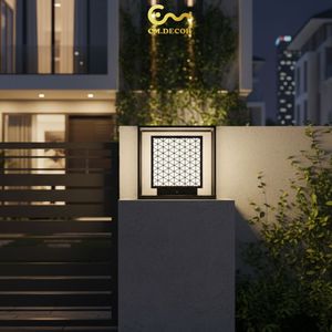 Lámpara de Poste LED con Patrón de Ondas Modernas - Lámpara de Columna para Exteriores de 12 Pulgadas, Acero con Recubrimiento de Polvo Negro Resistente a la Oxidación, Luz Blanca Cálida AC - Product Image 6