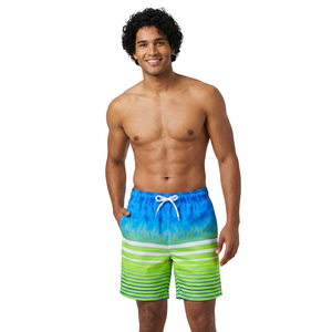 <b>Men's</b> Quick Dry Board <b>Shorts</b> With Print And Drawstring Waist Casual Swimwear <b>Green</b> Blue Patterned <b>Short</b> <b>Shorts</b> - Product Image 3
