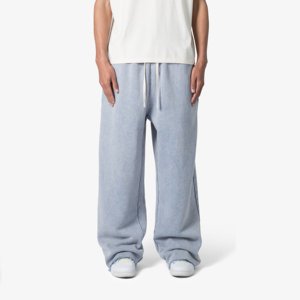 Pantalones Deportivos de Algodón para Hombre, Color Azul Claro, Corte Ancho, Cintura Elástica con Cordón, Bolsillos Laterales, Transpirables, Tejido de Punto, para Otoño 2026 - Product Image 1