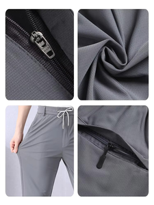 Men's Pants & <b>Trousers</b> <b>Light</b> Gray Straight Fit <b>Trousers</b> High Waist Button Fly Anti-Wrinkle Smart Casual Woven Polyester Pants - Product Image 5